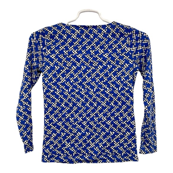 ANN KLEIN Top S‎ Tunic Geometric 3/4 Sleeve Blue Small - Picture 5 of 8
